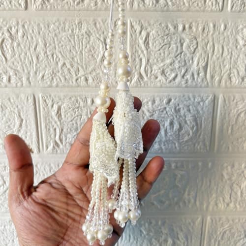 Image of Adikala Craft Store Handmade Ethnic Latkan Tassel Set of 2 for Saree Pallu, Blouse, Suits, Dupatta, Lehenga Decor (Beaded Cone)