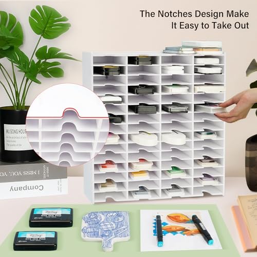 Yrangee 60 Gitter Stempelkissenhalter Ink Pad Tray Organizer Rack Aufbewahrungsbox Für Stempelkissen Aufbewahrungsorganizer Stempelkissen Weißer Stempelkissen Organizerhalter Für Den Schreibtisch