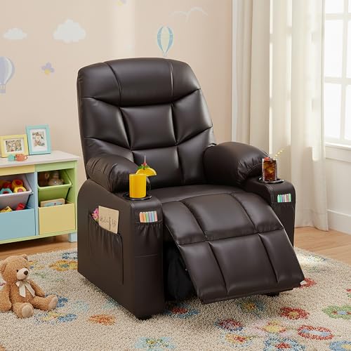 Donut Larger Kids Reclining Chair Leather Recliner Sofa Push Back Children Ages 3-12