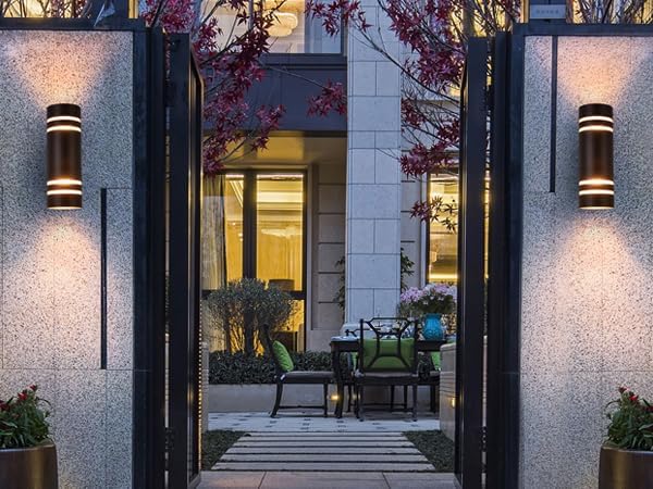 Miniatura 6 de Housen Solutions Paquete de 2 luces de pared para exteriores del atardecer al amanecer, accesorios de iluminación exterior impermeables, luz de