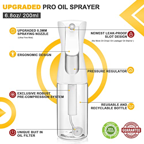 Gmisun Oil Sprayer For Cooking, Non-Aerosol Olive Oil Spray Bottle For Air Fryer, 6.8Oz/200Ml Kitchen Oil Mister Spritzer, Refillable Oil Dispenser Bottle For Salad Making, Baking Frying, Bbq, White #TOP1