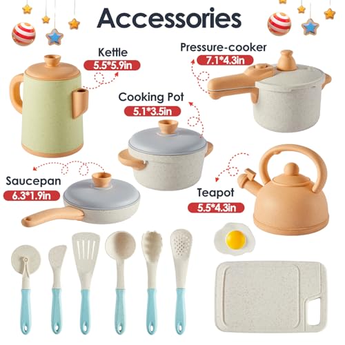 image for BUYGER Pretend Play Kitchen Accessories Toys Set, Cookware Pots and Pa