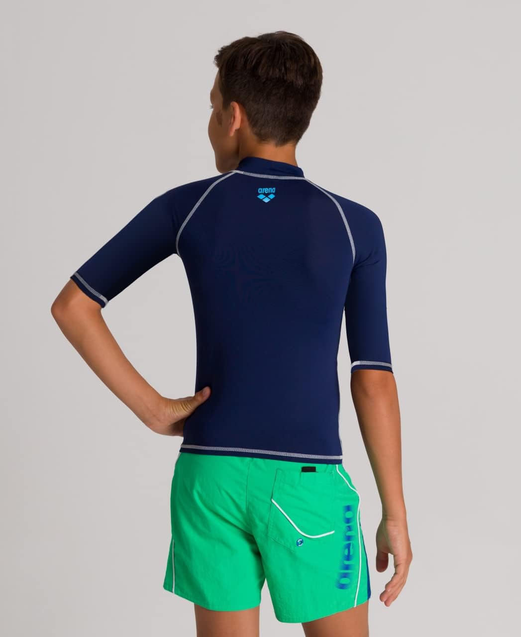 ARENA Boy's Short Sleeve Rash Vest, Swim Shirt with UV Sun Protection, Navy, 22
