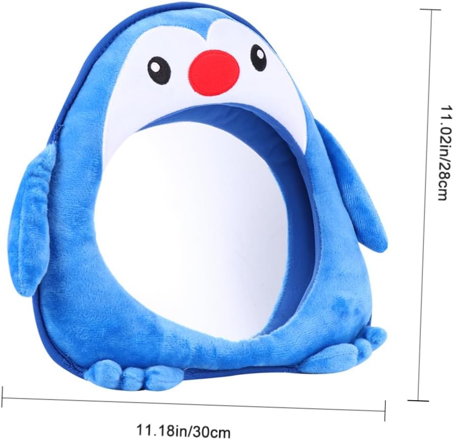 Penguin Shape Rearview Mirror for Car Backseat Safety Mirror with Wide View Shatterproof Design Adjustable Headrest Mount for Rear Facing Car Seats