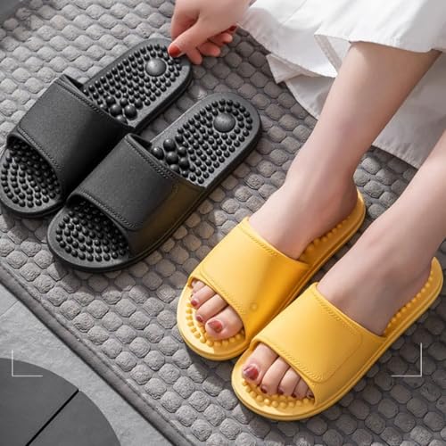 Massage Slippers,Mens Slippers,Home Slippers,Shower Slippers,Acupuncture Point Massage Slippers,Non-Slip Waterproof Slippers(Black,EUR42-43)4