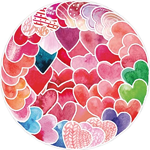 50Pcs Love Stickers Laptop Car Scrapbook Phone Skateboard Suitcase Luggage Bike Heart Stickers Vinyl Waterproof Aesthetic Personalised Stickers for Teens Boys Girls Adults Children