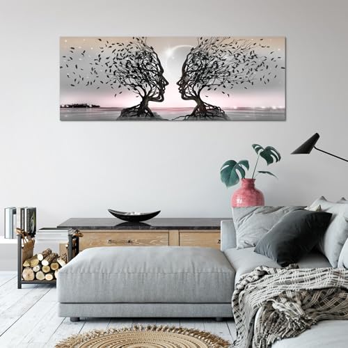 Runa Art Cuadro Decorativo Amantes 1 Parte Moderno Cuadro Lienzo no Tejido para Sala Árbol Abstracto Gris Rosa 044812b - imagen 3
