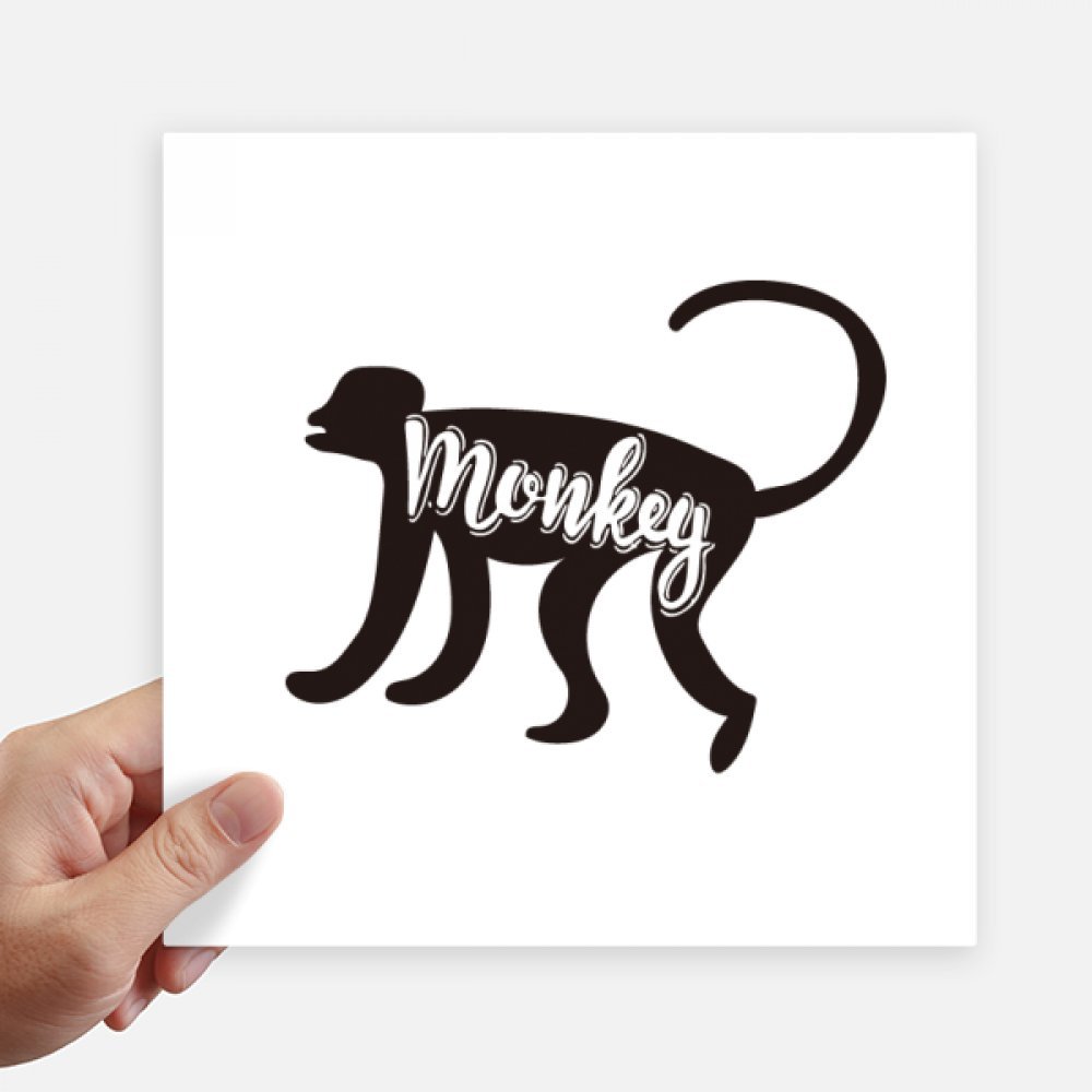 Autocollant singe noir et blanc grand format carré 20 cm lot de 4 stickers