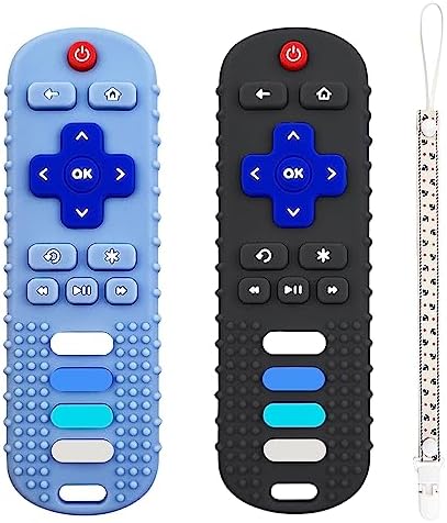 YAPROMO Baby Teething Toys 2 Pcs Silicone Teethers Chew Toy Cute Remote Control Shape Teethers BPA Free