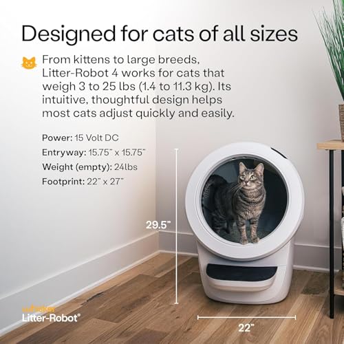 Image of Litter-Robot 4 by Whisker, White - Automatic, Self-Cleaning Cat Litter Box, Helps Reduce Litter Box Odors, Works with Any Clumping Litter, WhiskerCare 1-Year Warranty