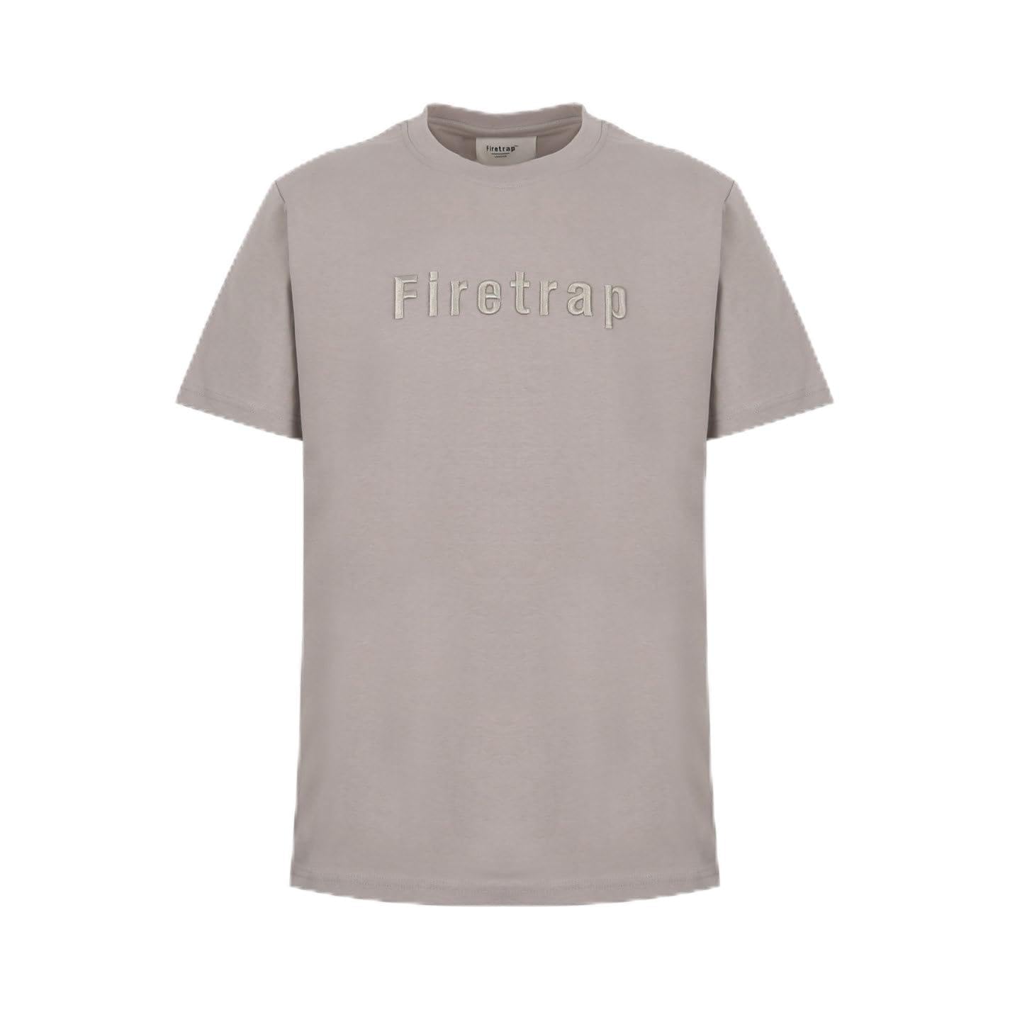 Firetrap Mens Embrd T-Shirt Short Sleeve Cotton Ash L