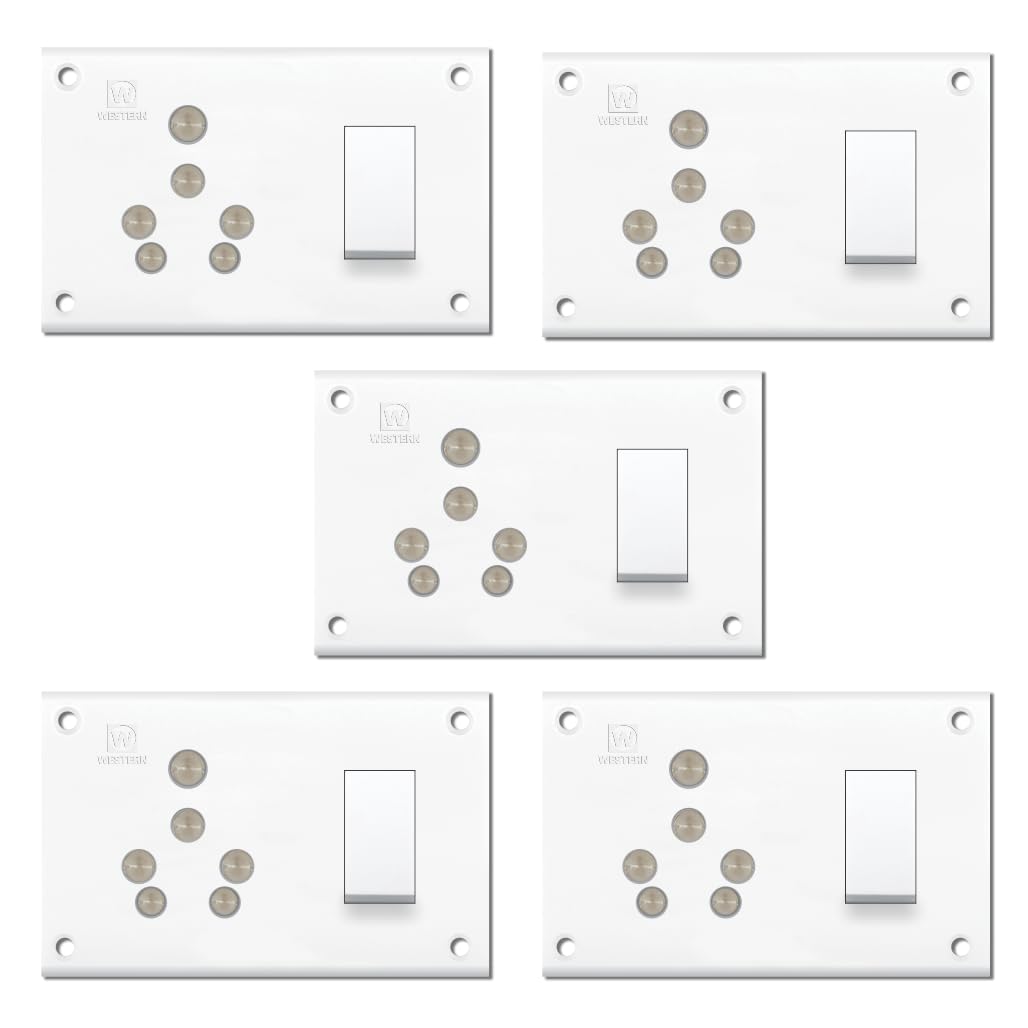 WESTERN ECO 16A. 3 in 1 Switch Socket Combined (Polycarbonate) (Pack of 5)-image-33