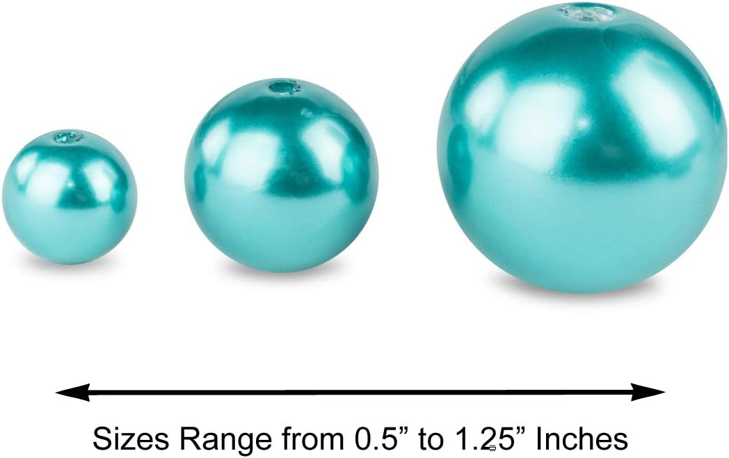 Super Z Outlet Elegant Glossy Polished Pearl Beads for Vase Fillers, DIY Jewelry Necklaces, Table Scatter, Wedding, Birthday Party Home Decoration, Event Supplies (8 Ounce Pack, 70 Pieces) (Turquoise) - Image 5