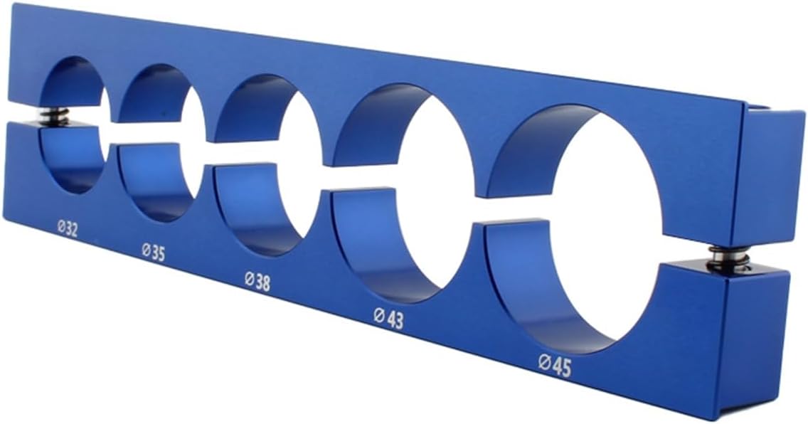 Aluminum Bike Vise Insert Clamp Multifunction Portable Bench Vise Front Fork Hub Clamp Maintenance Tool for Diameter 32/35/38/43/45 mm (Blue)