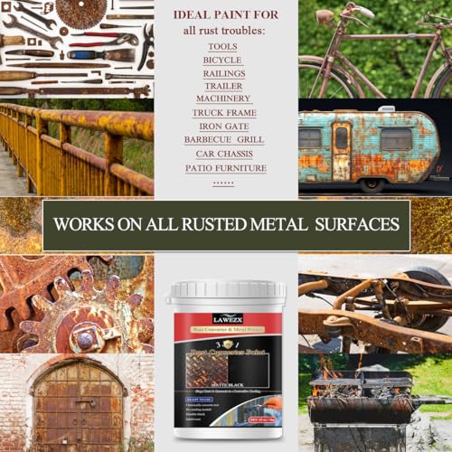 LAWEZX Rostumwandler mit Grundierung 1000ml, 3-in-1 Schwarz Rostschutzfarbe für Metall - Rost Entferner & Wandler und Langlebige Rostschutzbeschichtung, Rust Conversion Paint für Autos