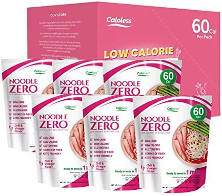 Caloless Konjac Shirataki Noodles 6-Pack Low Calorie healthy food (Chilli & Vinegar)-Gluten Free, Keto snacks, Non Gmo, Low Carbs Glucomannan Diabetic Noodle Pasta Flavor Variety Pack