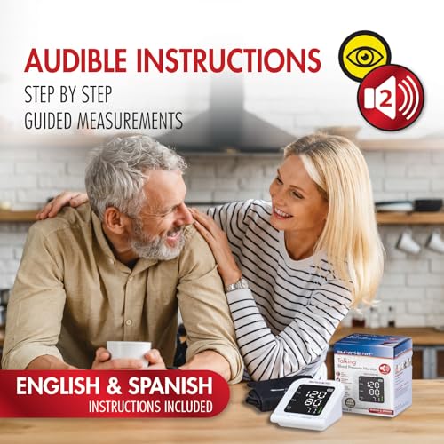 SmartHeart Blood Pressure Monitor | Wide-Range Upper Arm Cuff | Audible English Spanish Instructions and Results for Visually Impaired | 199-Reading Memory - Thumbnail 2