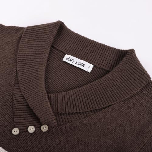 Image of GRACE KARIN Women Fall Long Sleeve V Neck Collar Knit Pullover Sweaters