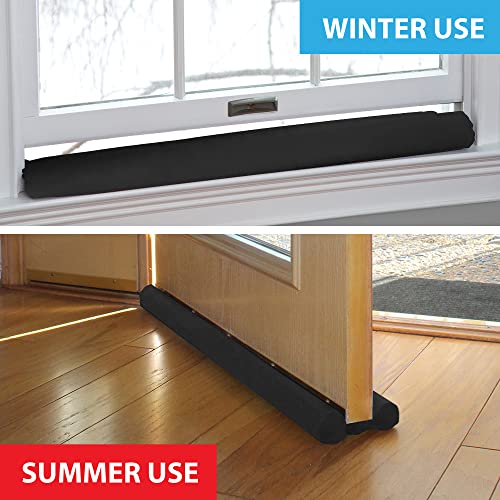 Twin Draft Guard Extreme, Single, Window and Door Draft Stopper, Bottom-of-Door Soundproofing, Trademarked and Patented Original Under-Door Dust, Wind, and Noise Draft Stopper, 36 Inches, Black - Thumbnail 3