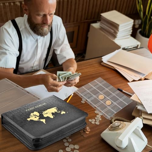 Álbum para monedas con tapa de cuero, 230 páginas miniatura 6