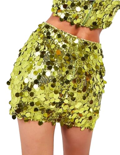YYA Women's Sequin Skirts Shiny Sparkle Holiday Mini Bodycon Skirts for Night Out Party Holiday Outfit,S-2XL3