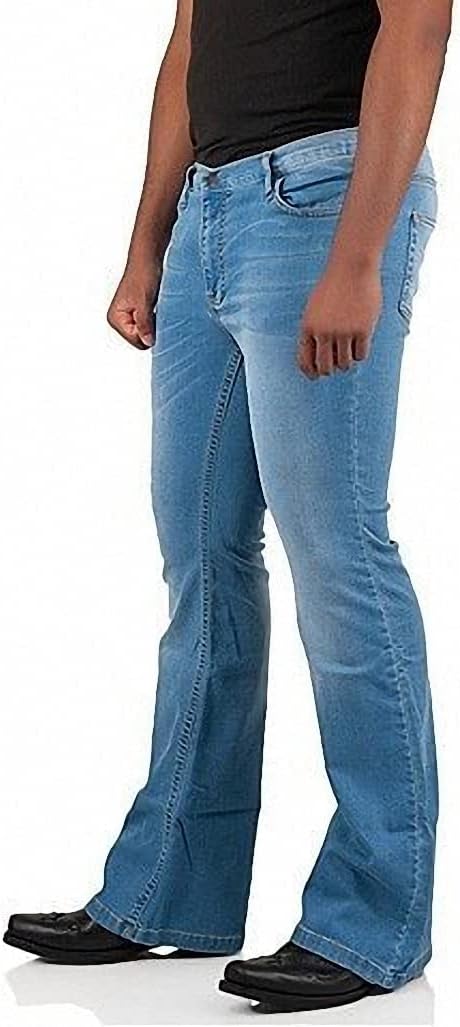 Men's Vintage Bell Bottom Jeans 60s 70s Outfits for Men,Mens Bell Bottoms Disco Pants Flared Jeans - Image 4