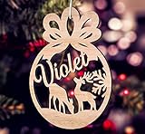 Esfera con nombre de madera Bolas de Navidad de Madera Personalizada con Nombrel - Bola Navidad con Nombre Personalizada- Esfera de Navidad - Adornos navideños Ornamento Decoraciones (Modelo 4)