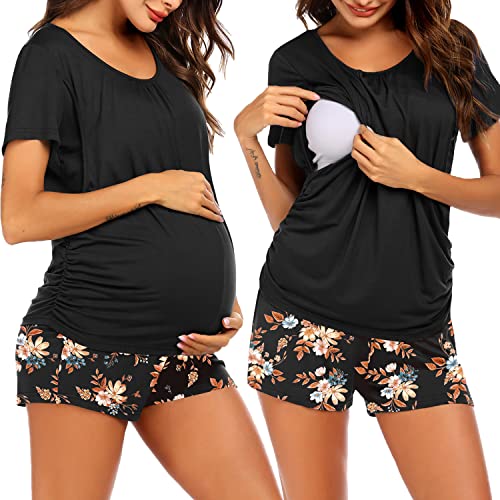 Image of Ekouaer Womens Nursing Pajamas Maternity Breastfeeding Pjs Sleepwear Layer Soft Postpartum Lounge Set Pregnancy Clothes