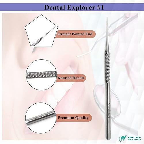 Miniatura 10 de Herramienta de cuidado dental Explorer 23 para eliminar la placa y el sarro en casa hecha de acero inoxidable con puntas de precisión diseño de