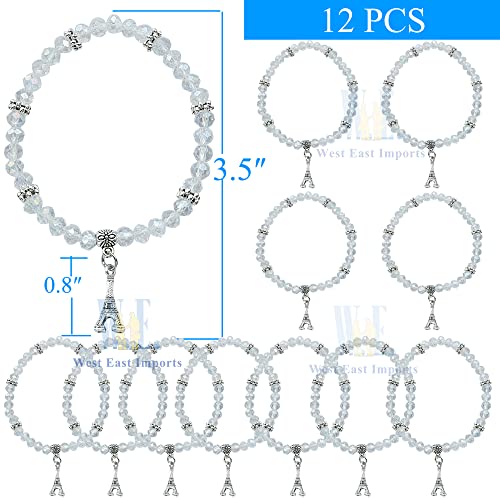 We 12 Pcs Paris Eiffel Tower Themed Crystal Bracelet Party Favors - Quinceanera / Wedding / Birthday / Baby Shower / Bridal Shower #TOP1