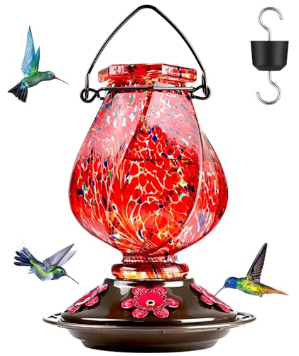 BOLITE Hummingbird Feeder, Hand Blown Glass Hummingbird...