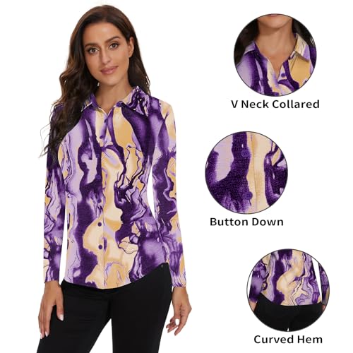 Image of Soneven Womens Golf Polo Shirts 3 /4 Long Sleeve V Neck Button Down Shirts Business Causal Work Blouses Tops