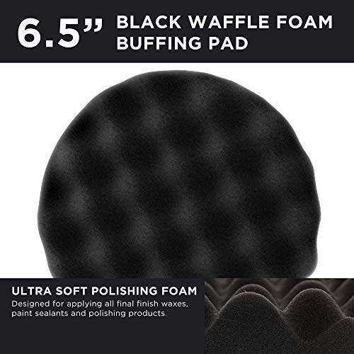 Tcp Global 6.5" Black Waffle Final Finishing Grip Foam Polish Pad - Da Hook & Loop #TOP1