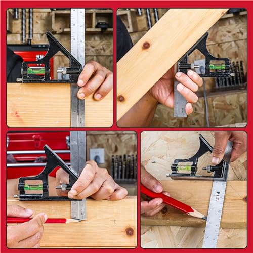 image for P.I.T. 12 Inch Combination Square, Multi-Purpose Square Tool, Heavy Du