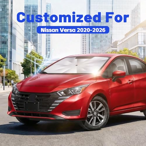 Image of Car Windshield Sun Shade for Nissan Versa 2020-2026 -[Reflective Coated Fabric] Sunshade Umbrella for Front Window, Car Shades Sun Visor Keep Car Cool and Protects Interior, 1:1 Exact Fit