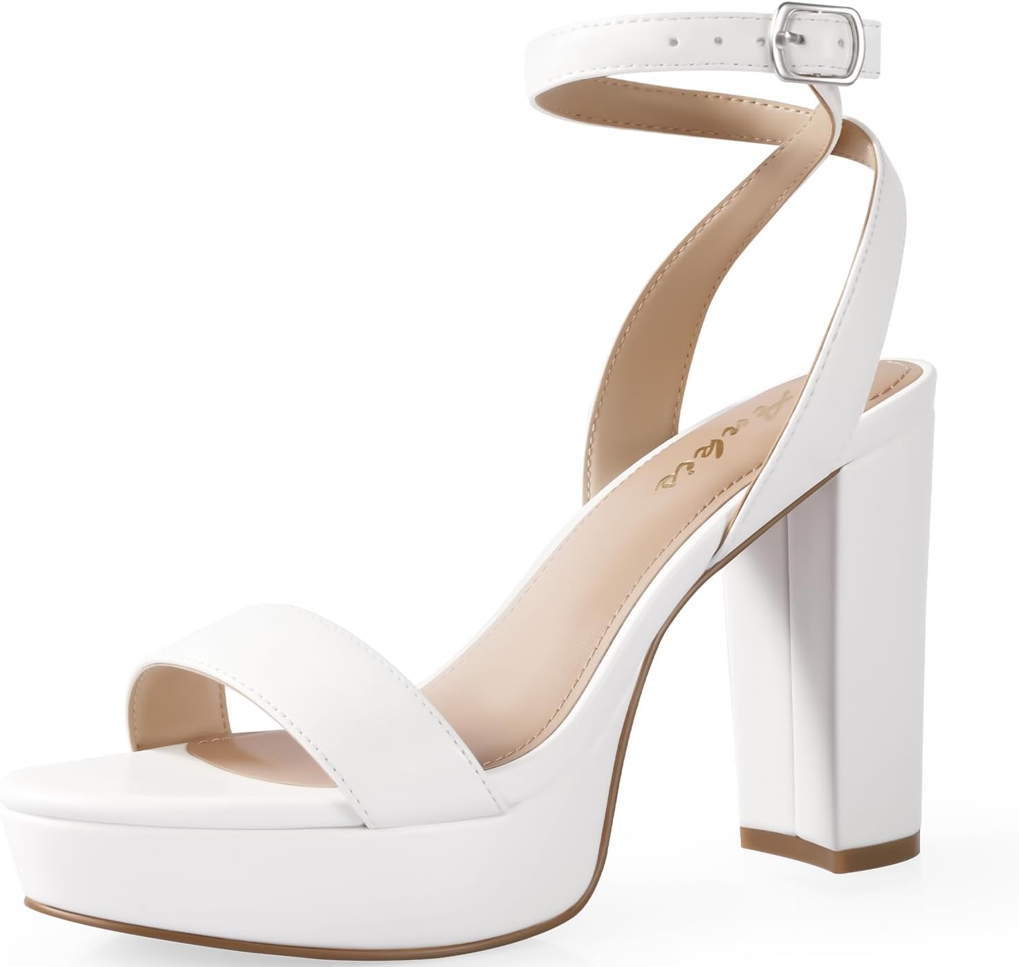 Platform Heels for Women 4 Inches Chunky Heels Sandals for Women Comfy Open Toe Block Heeled Sandals Nude White Silver Gold Black Ankle Strappy Heels