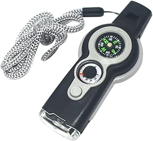 ESTINK Sifflet De Survie Multifonction 7 En 1 LED Thermomètre Boussole