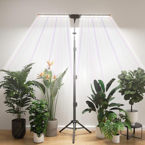 Grow Light with Stand, Super Bright 6000K White Full Spectrum Floor Plant Growing Lamp with...
