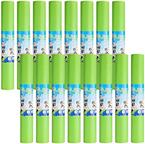 16 Pcs 3 mm Thick Yoga Mat Exercise Workout Mat Non Slip Fitness Yoga Pad for Women Gym Home Yoga Pilates (Green)