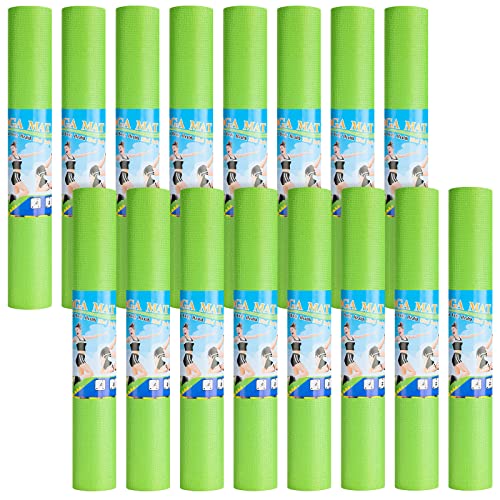 Funtery 24 Pack 3 mm Thick Yoga Mat Bulk, Non Slip Exercise Workout Fitness Pad for Women Men, Gym Home Yoga Pilates, Easy to Clean, Sturdy PVC (Green) by Funtery - Used condition - US$163.32