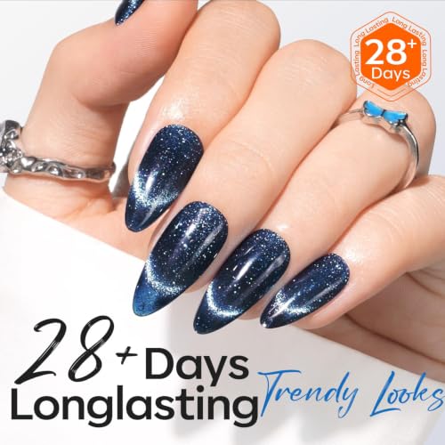 Image of 9D Dual Cat Eye Gel Polish 15g, Magnetic Holographic Glitter Gel Nail Polish, Color-Shifting Dual Cat Eye Effect, Soak-Off UV /LED Gel for Salon & DIY Nail Art