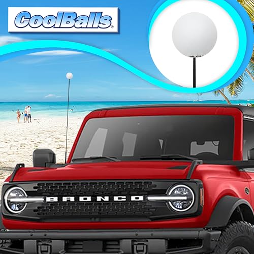 Coolballs Plain White Car Antenna Balls (Pack of 3) (1.75\" Inch Diameter) - Fits Thin Style Antenna