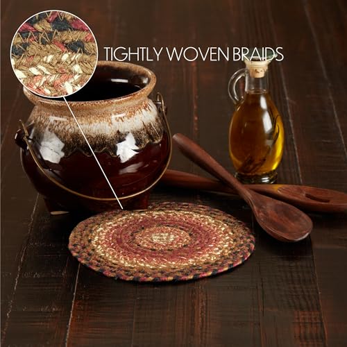 VHC-Brands-Ginger-Spice-Trivet-Hot-Pad-for-Pots-Pans-Orange-Red-Natural-Jute-Blend-Round-Circle-8-Inches VHC Brands Ginger Spice Trivet Hot Pad for Pots Pans Orange Red Natural Jute Blend Round Circle 8 Inches