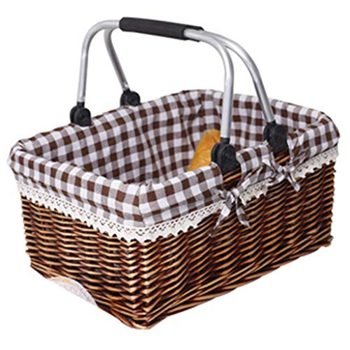 JSY Cesta de Almacenamiento de Frutas y Verduras Tejida a Mano Frutas y Verduras, Cesta de Picnic, Cesta de Almacenamiento de Mano, Caja de Regalo