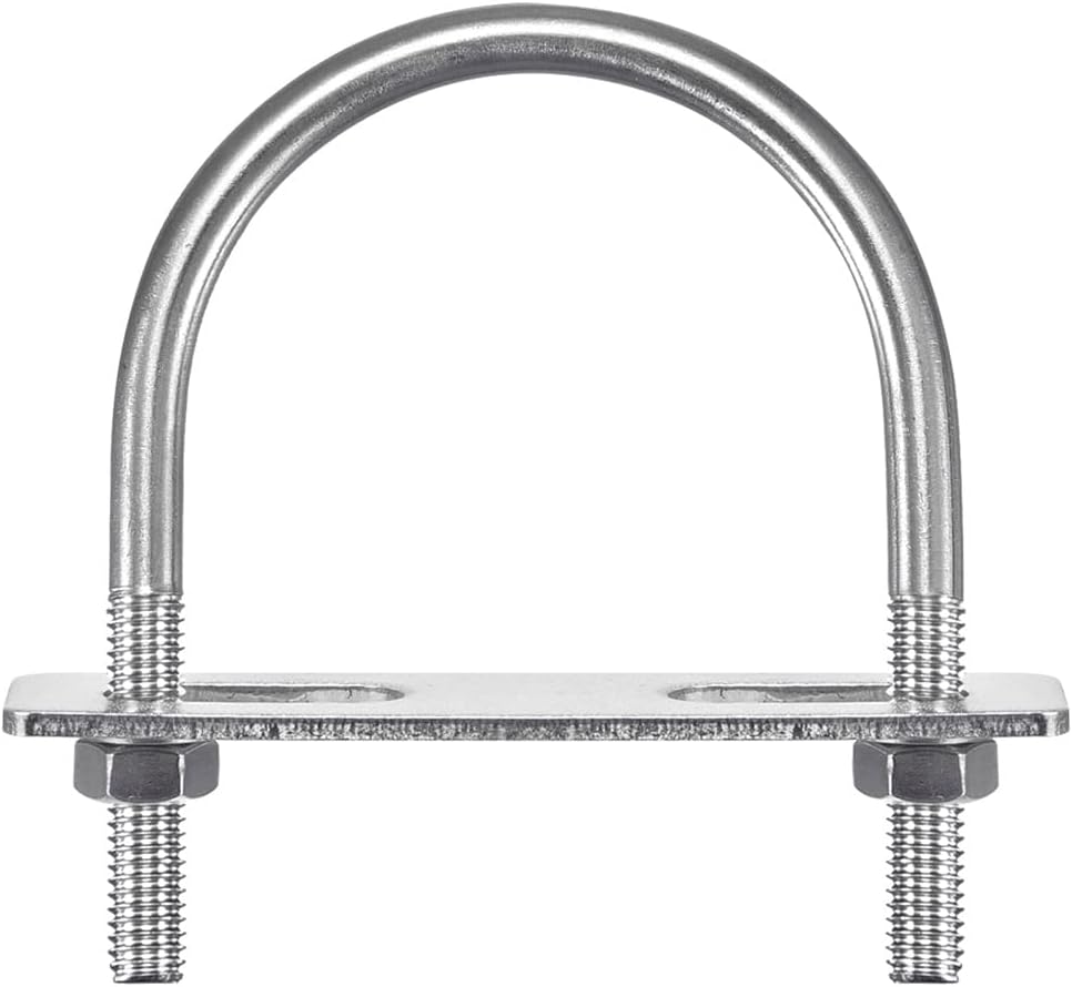 sourcing map Round U-Bolts, 3 Sets 62mm(2.44") Inner Width 87mm Length M8 304 Stainless Steel U Clamp Bolt with Nuts and Plates, for Boat Trailer