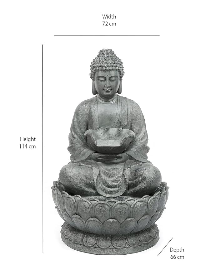 Image of Resin Buddha Statue Decorative Water Fountains for Outdoor Living Room, Office, Garden 4 Feet Large Buddha Fountain, Sitting Pose, Large Big Size (Design 6)