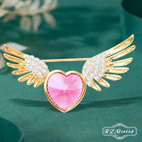 Image of Brooches For Women,14k Gold Plated Copper,Crystal Brooch,Love Brooch,Heart Brooches,Brooches Pin for Birthday, Christmas,Valentines, Wedding Parties, Anniversaries,Mother's Day