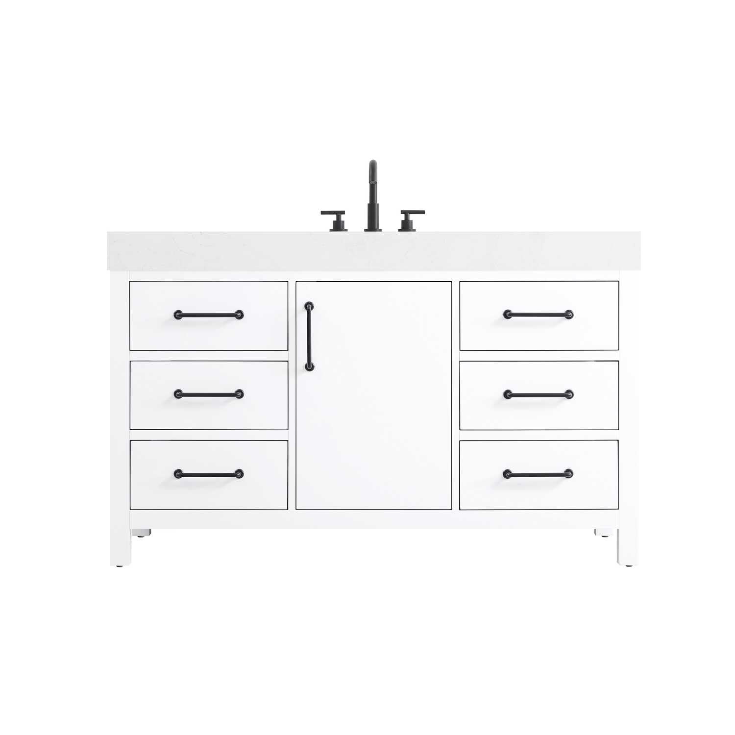 Elegant Kitchen and Bath 54" Single Bathroom Vanity in White by Elegant Lighting – unspecified, Wood, White, Model VF60654WH
