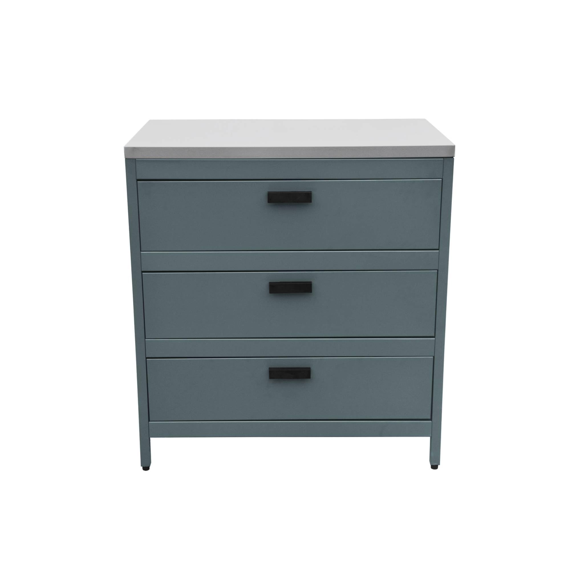 sweeek - Cuisine d'extérieure en acier bleu gris avec 3 tiroirs L80cm