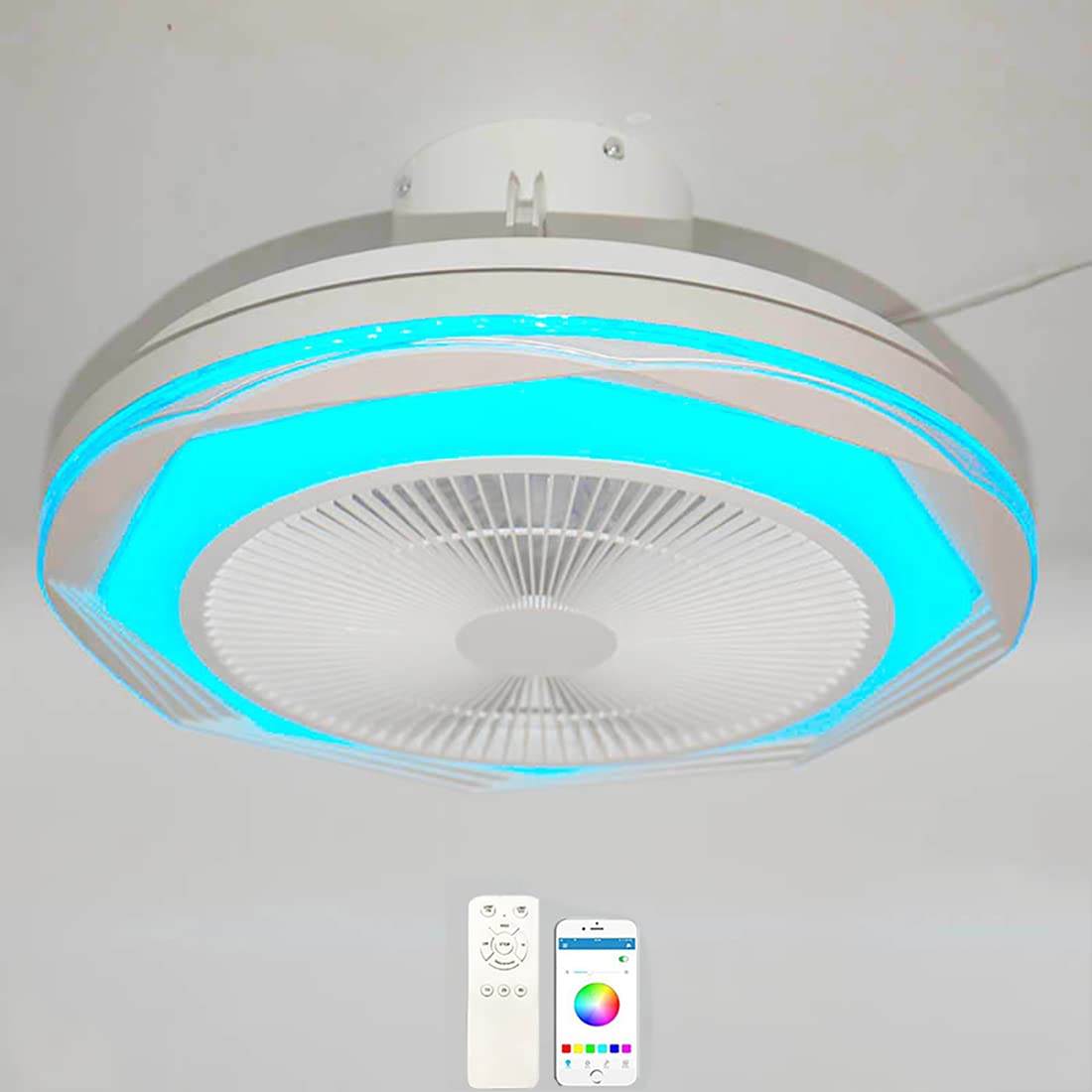 Ventilatore da soffitto con luce LED (timer telecomando 36W 3 colori